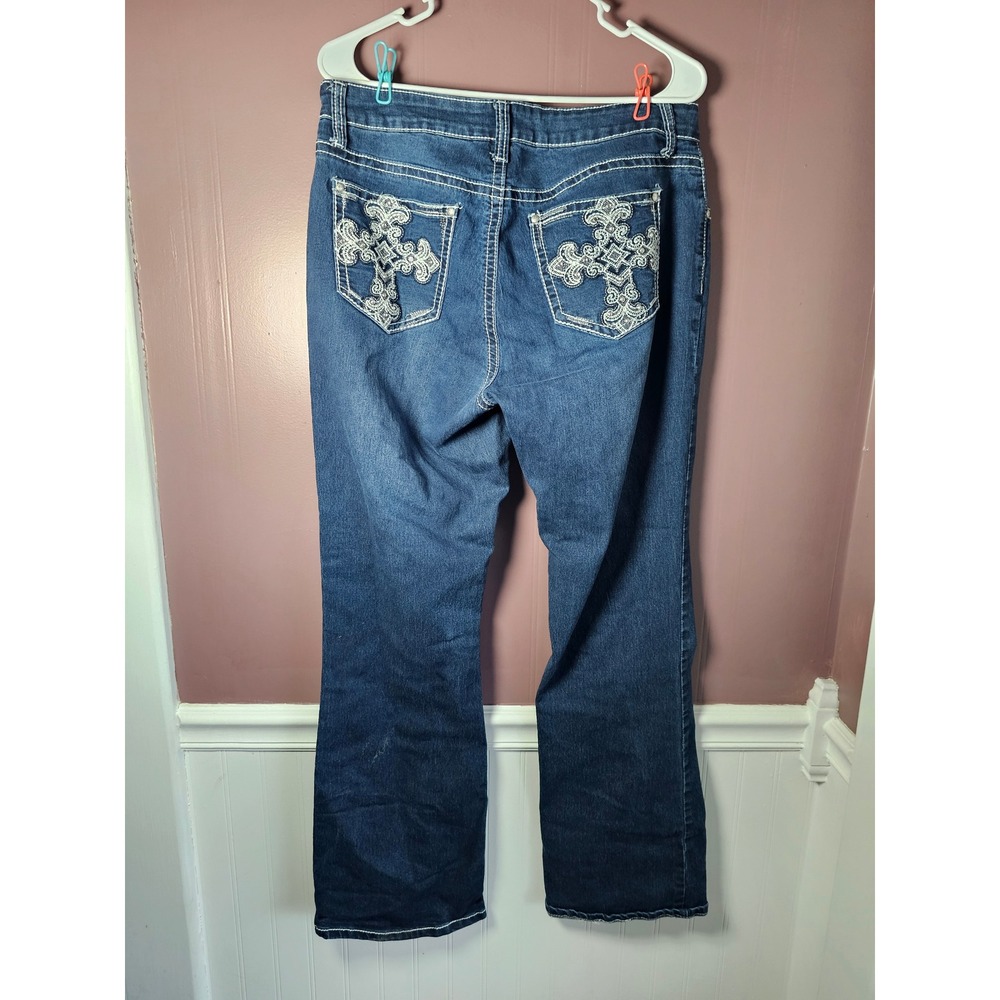 ND Weekend New‎ Direction Womens Bootcut Jeans studded Embroidered Cross Size 14